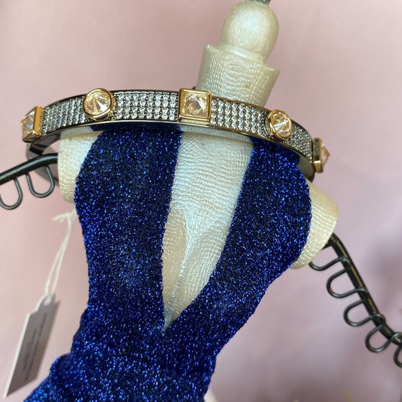 NWT BAUBLE HIGH POLISHED HEMATITE GOLD ACCENT DESIGNER INSPIRED PAVED CZ - Picture 3 of 16